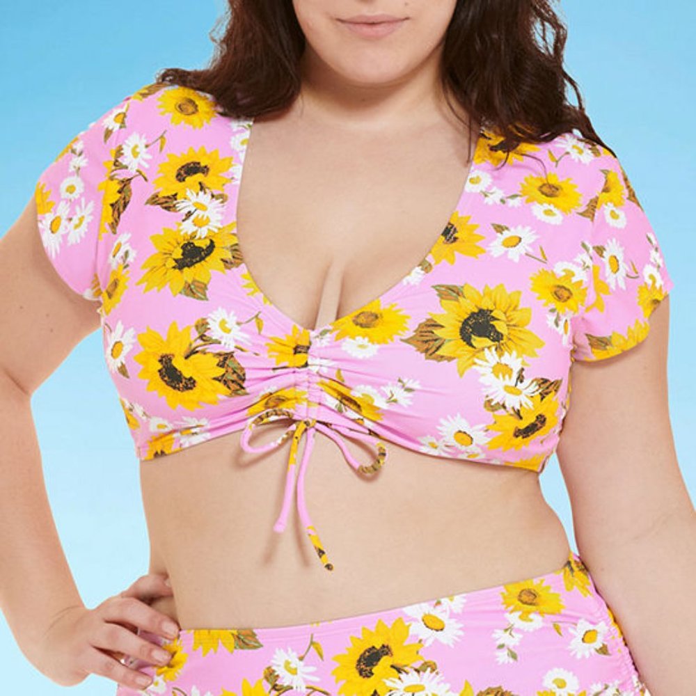 Decree Bikini Swimsuit Floral Top Bra NWT Plus Size 1X